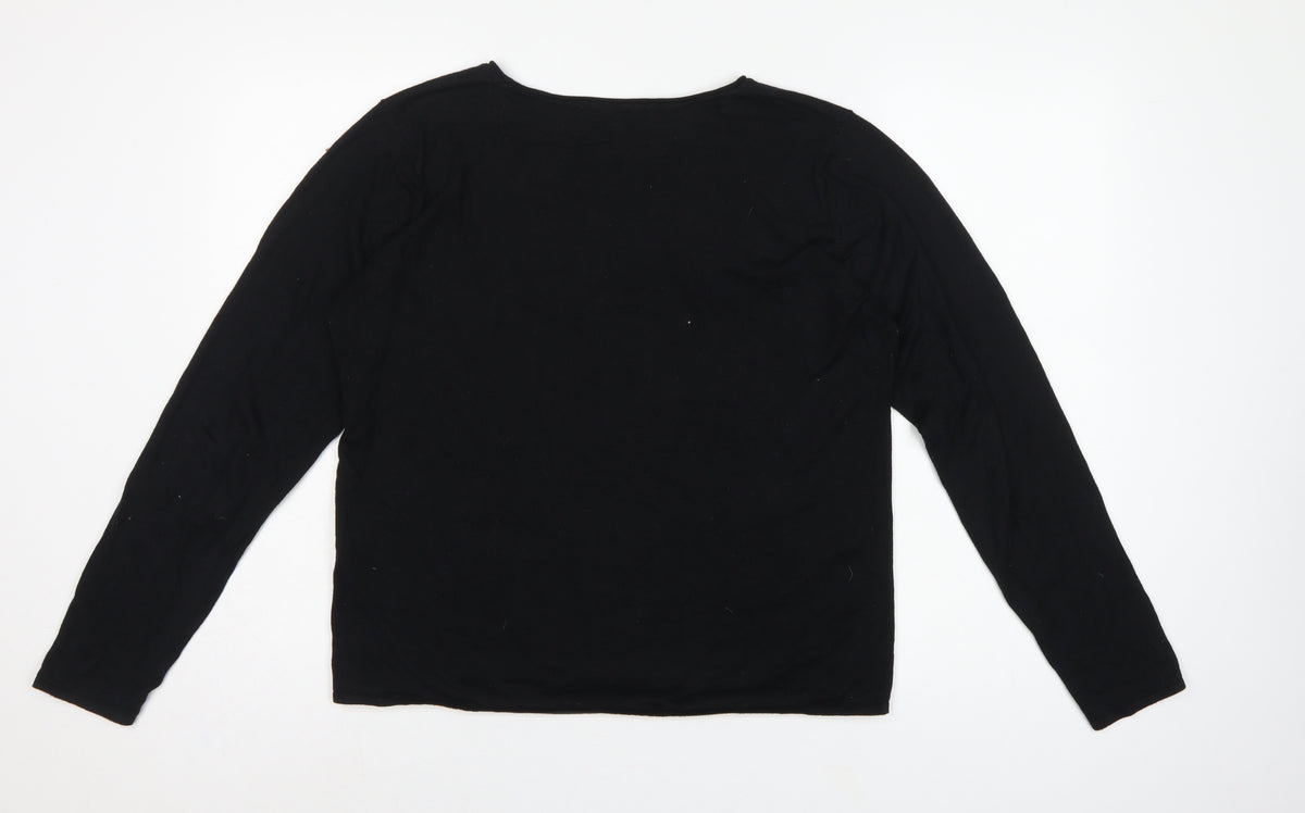 Selected Femme Women’s Black L Tencel Cotton Fine Knit Crew Neck Jumper