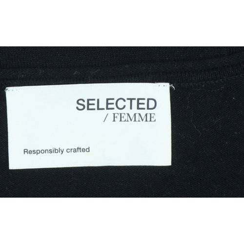 Selected Femme Women’s Black L Tencel Cotton Fine Knit Crew Neck Jumper