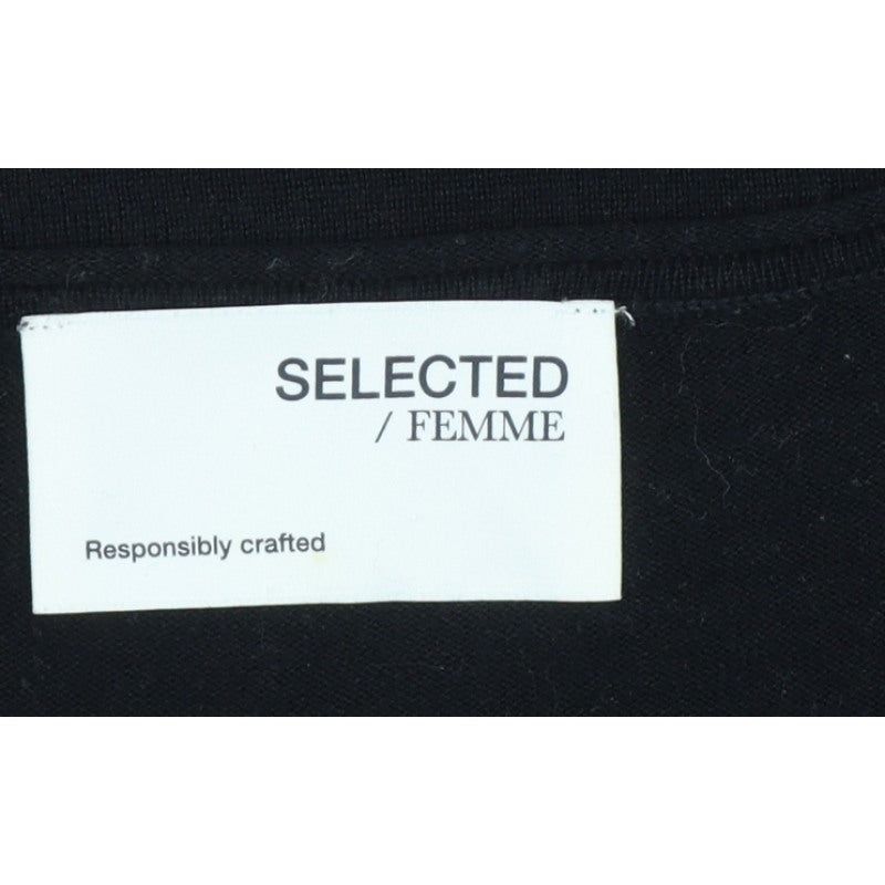 Selected Femme Women’s Black L Tencel Cotton Fine Knit Crew Neck Jumper
