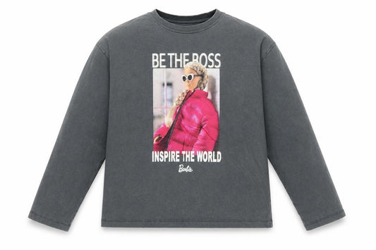 Zara Girls Grey Barbie Graphic Long Sleeve T-Shirt 9-10 Years