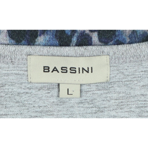 Bassini Women’s Blue Animal Print Long Sleeve Jersey T-Shirt Size L
