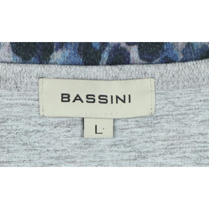 Bassini Women’s Blue Animal Print Long Sleeve Jersey T-Shirt Size L