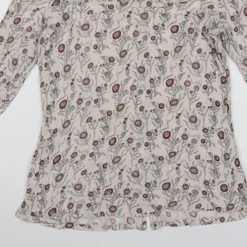 FatFace Women Ivory Floral Button Back 3/4 Sleeve Blouse UK 10