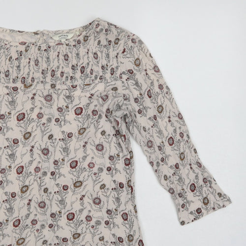 FatFace Women Ivory Floral Button Back 3/4 Sleeve Blouse UK 10