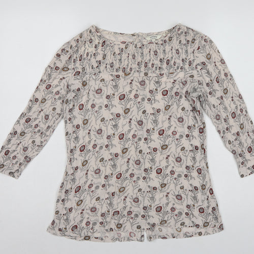 FatFace Women Ivory Floral Button Back 3/4 Sleeve Blouse UK 10