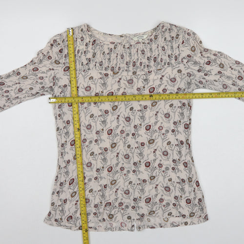 FatFace Women Ivory Floral Button Back 3/4 Sleeve Blouse UK 10