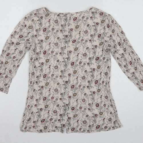 FatFace Women Ivory Floral Button Back 3/4 Sleeve Blouse UK 10