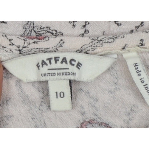 FatFace Women Ivory Floral Button Back 3/4 Sleeve Blouse UK 10