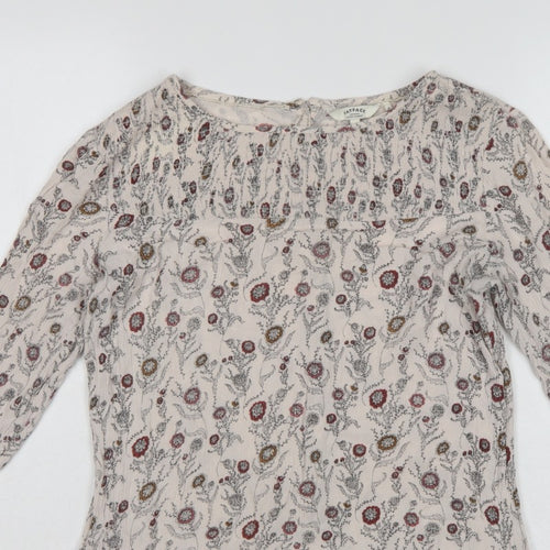 FatFace Women Ivory Floral Button Back 3/4 Sleeve Blouse UK 10