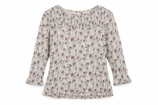 FatFace Women Ivory Floral Button Back 3/4 Sleeve Blouse UK 10