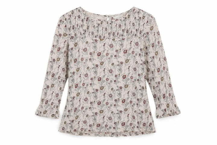 FatFace Women Ivory Floral Button Back 3/4 Sleeve Blouse UK 10