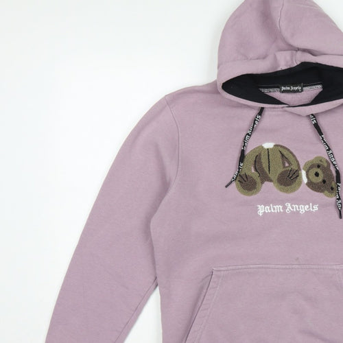 Palm Angels Women’s Pink XL Pullover Hoodie Embroidered Logo