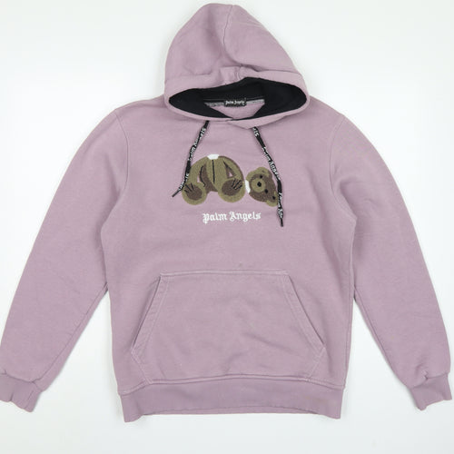 Palm Angels Women’s Pink XL Pullover Hoodie Embroidered Logo