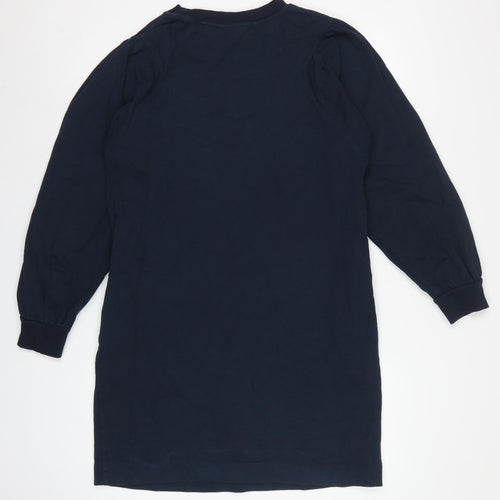 Oliver Bonas Women Blue UK 12 Jumper Dress Long Sleeve Cotton