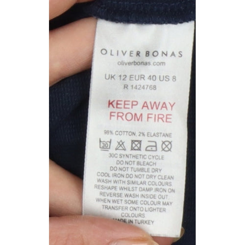 Oliver Bonas Women Blue UK 12 Jumper Dress Long Sleeve Cotton