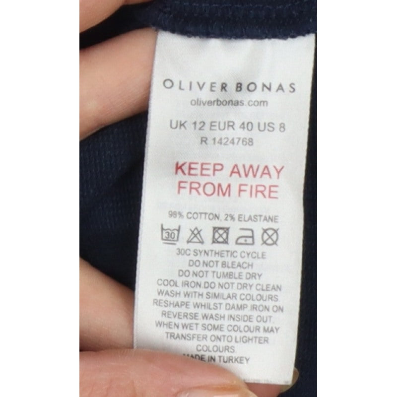Oliver Bonas Women Blue UK 12 Jumper Dress Long Sleeve Cotton