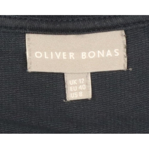 Oliver Bonas Women Blue UK 12 Jumper Dress Long Sleeve Cotton