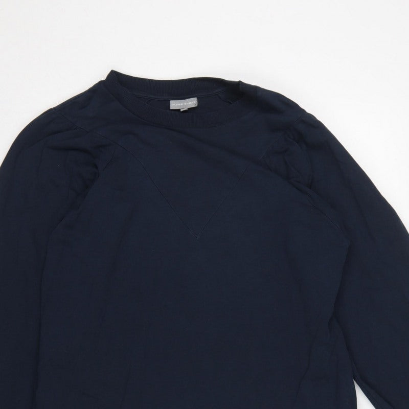 Oliver Bonas Women Blue UK 12 Jumper Dress Long Sleeve Cotton