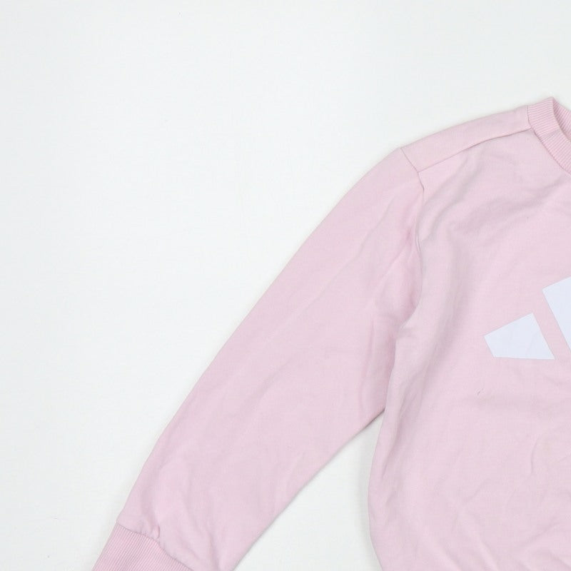 adidas Girls Pink 7-8 Years Pullover Logo Sweatshirt Crew Neck