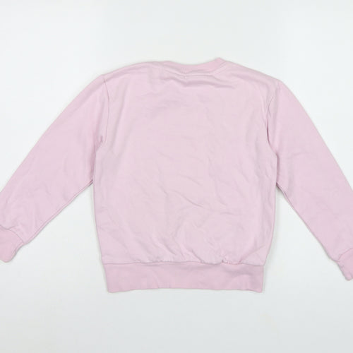 adidas Girls Pink 7-8 Years Pullover Logo Sweatshirt Crew Neck