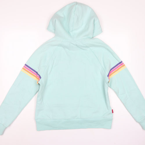 Superdry Women Green UK 12 Rainbow Stripe Logo Pullover Hoodie
