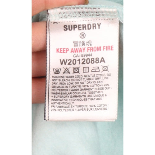 Superdry Women Green UK 12 Rainbow Stripe Logo Pullover Hoodie
