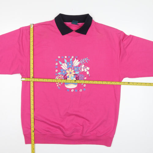 Dash Women’s Pink UK 14 Floral Collared Pullover Sweatshirt