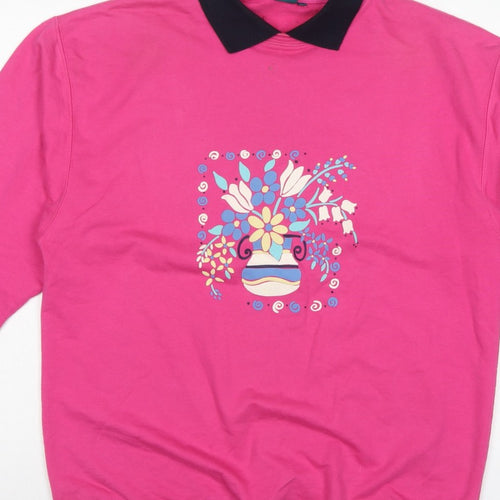 Dash Women’s Pink UK 14 Floral Collared Pullover Sweatshirt