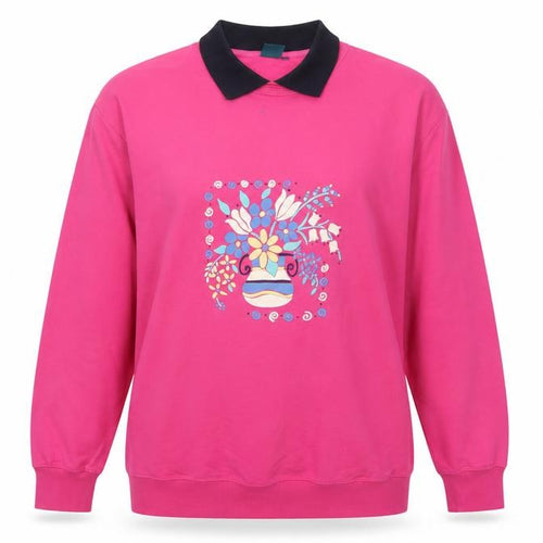 Dash Women’s Pink UK 14 Floral Collared Pullover Sweatshirt