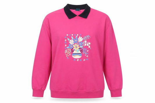 Dash Women’s Pink UK 14 Floral Collared Pullover Sweatshirt