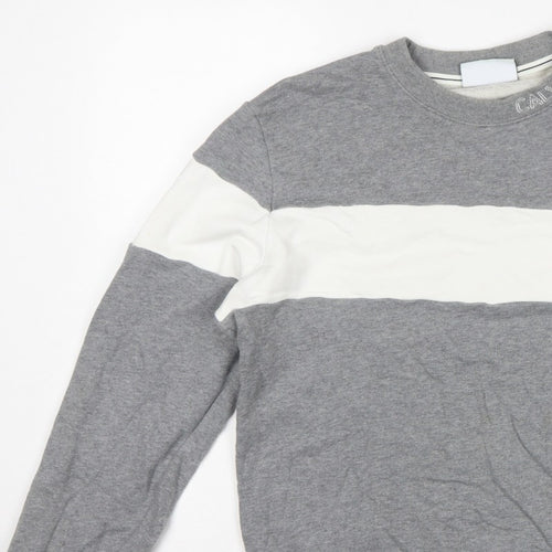 Calvin Klein Jeans Men's Grey L Pullover Logo Crew Sweatshirt