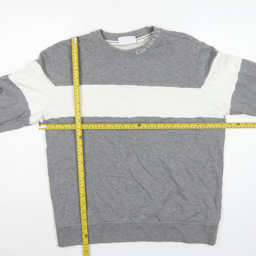 Calvin Klein Jeans Men's Grey L Pullover Logo Crew Sweatshirt