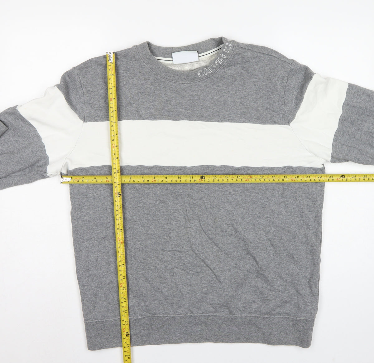 Calvin Klein Jeans Men's Grey L Pullover Logo Crew Sweatshirt
