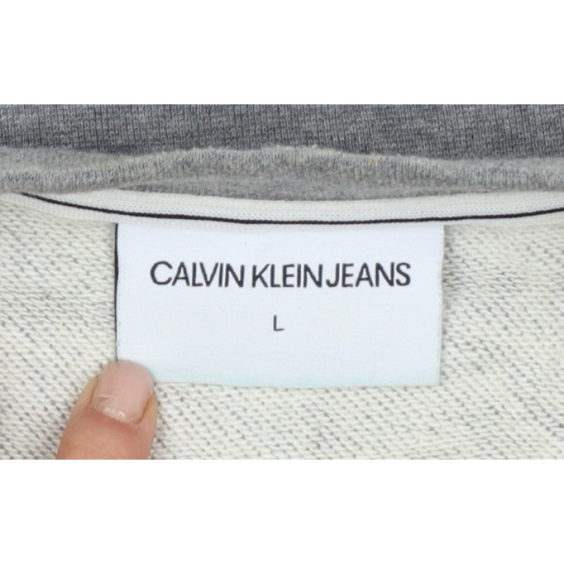 Calvin Klein Jeans Men's Grey L Pullover Logo Crew Sweatshirt