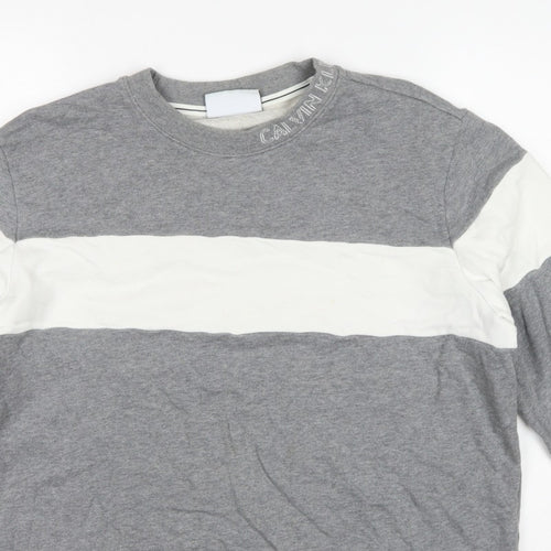 Calvin Klein Jeans Men's Grey L Pullover Logo Crew Sweatshirt