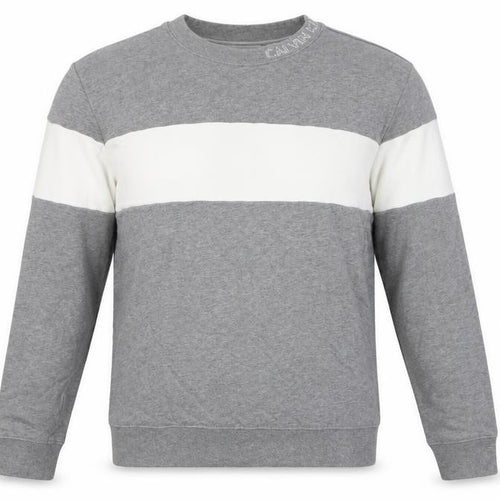 Calvin Klein Jeans Men's Grey L Pullover Logo Crew Sweatshirt