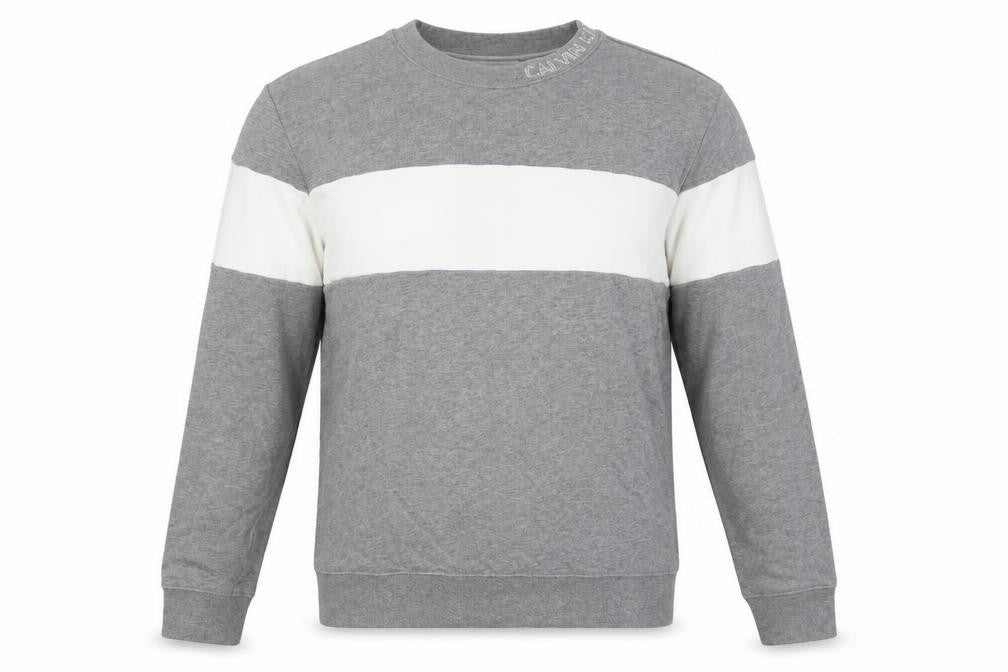 Calvin Klein Jeans Men's Grey L Pullover Logo Crew Sweatshirt
