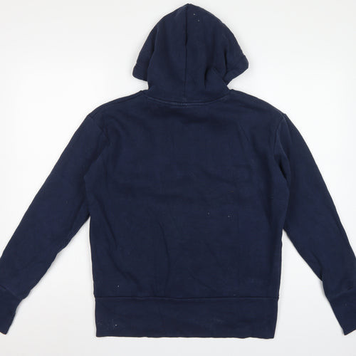 Bench Women’s Blue Logo Pullover Hoodie UK 12 M Cotton Blend