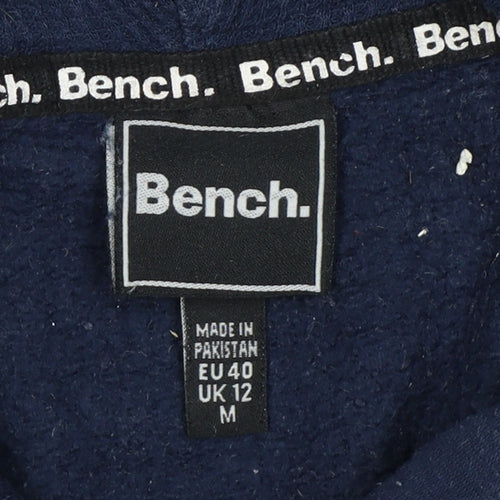 Bench Women’s Blue Logo Pullover Hoodie UK 12 M Cotton Blend