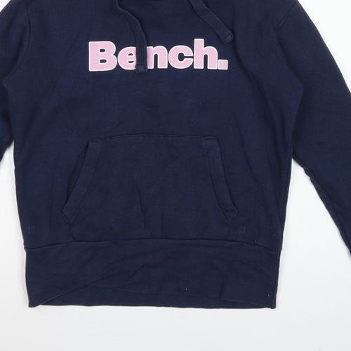 Bench Women’s Blue Logo Pullover Hoodie UK 12 M Cotton Blend