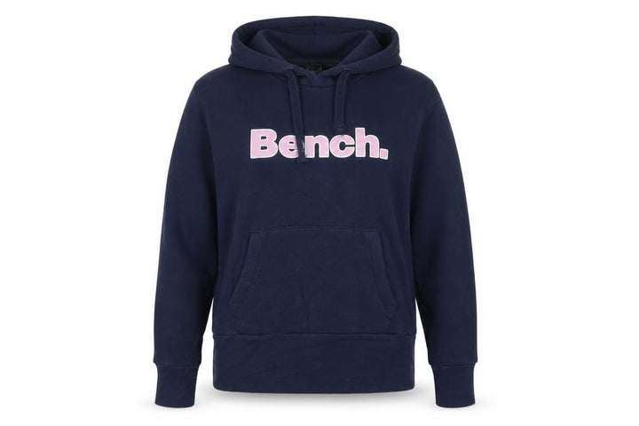 Bench Women’s Blue Logo Pullover Hoodie UK 12 M Cotton Blend