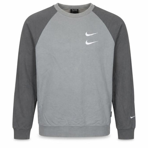 Nike Men’s Grey L Pullover Sweatshirt Double Swoosh Graphic Logo