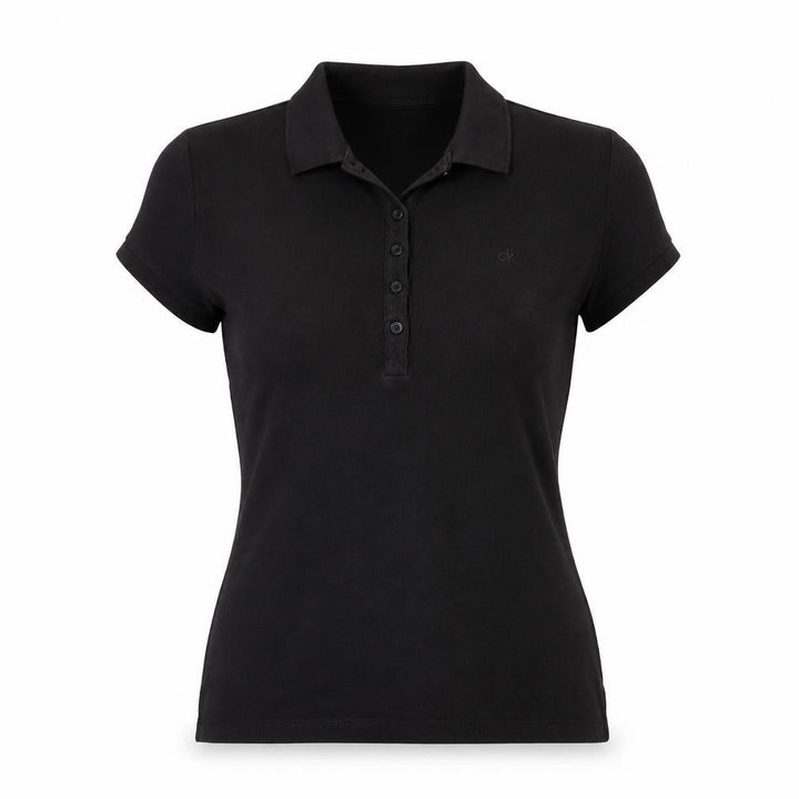 Calvin Klein Women Black XS Slim Cotton Stretch Polo Shirt