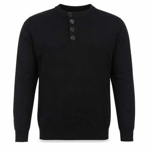 Bench Men's Black Medium Cotton Henley Button Knit Jumper Logo