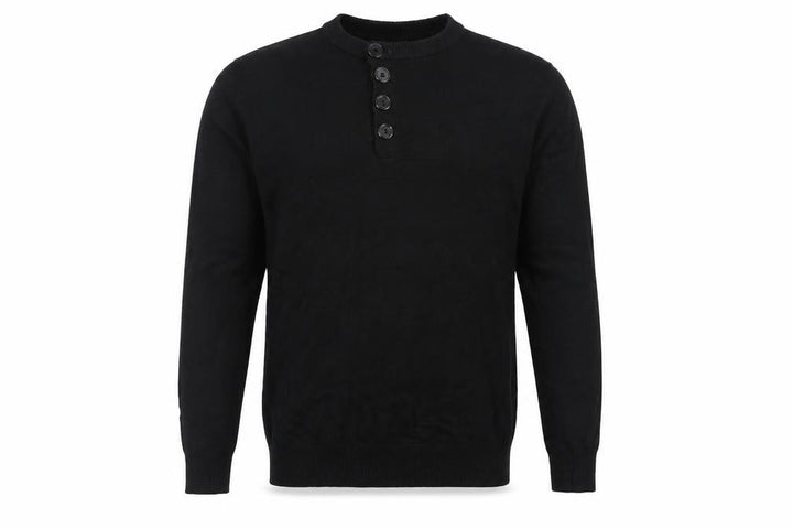 Bench Men's Black Medium Cotton Henley Button Knit Jumper Logo