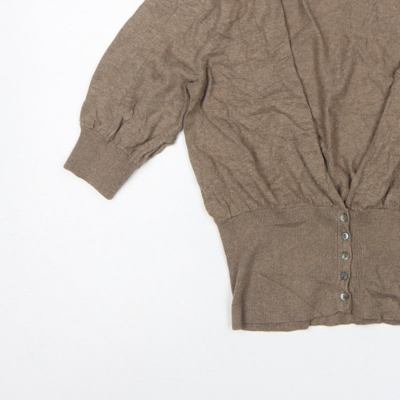 Elizabeth Emanuel Women’s Brown UK 14 Cotton Cashmere Balloon Sleeve Cardigan