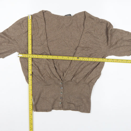 Elizabeth Emanuel Women’s Brown UK 14 Cotton Cashmere Balloon Sleeve Cardigan