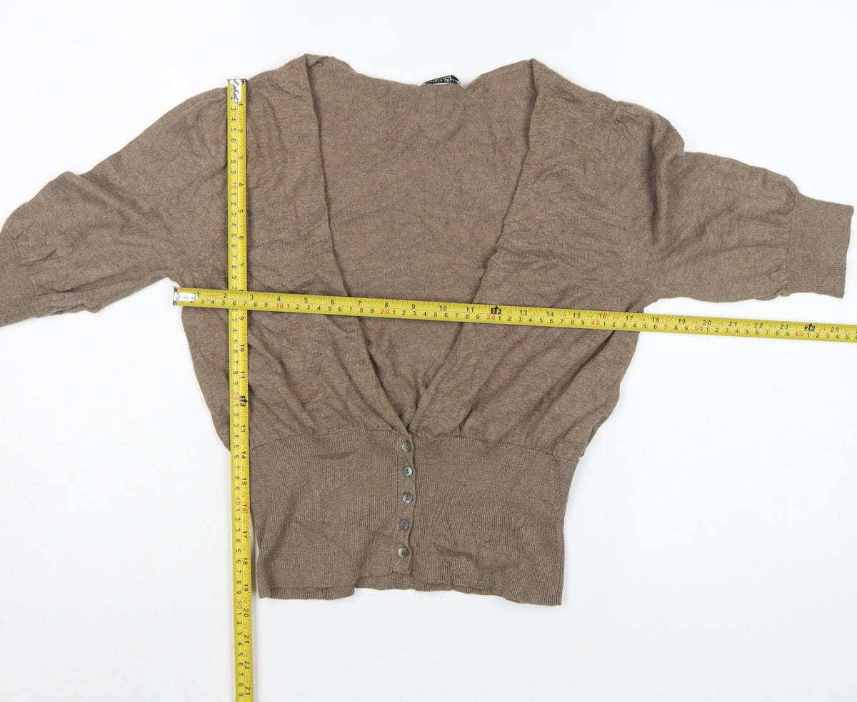 Elizabeth Emanuel Women’s Brown UK 14 Cotton Cashmere Balloon Sleeve Cardigan