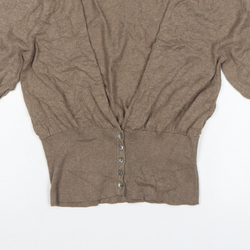 Elizabeth Emanuel Women’s Brown UK 14 Cotton Cashmere Balloon Sleeve Cardigan
