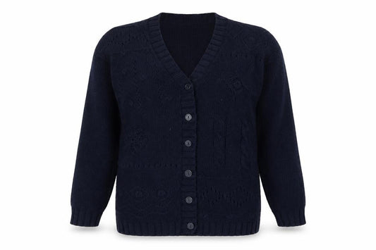 St Michael Marks & Spencer Women Navy UK 12 Cable Knit Cardigan Cotton